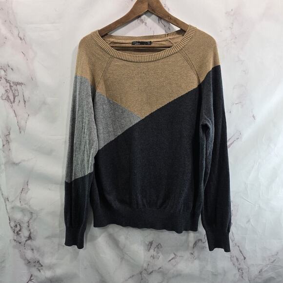 Prana Sweater Womens Medium Gray Lightweight Organic Cotton Chevron - Picture 1 of 12